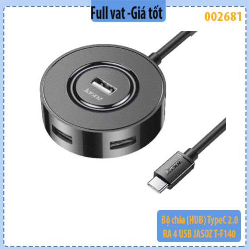 Bộ chia TypeC 2.0 RA 4 USB JASOZ T-F140 - Hub USB 2.0 tròn 4 cổng đầu vào Type-C JASOZ T-F140 - Chín