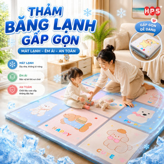 Thảm Băng Lạnh Gấp Gọn 9 Ô Chống Trượt Cho Bé, Thảm Điều Hào Tập Bò Cho Bé Êm Ái Bằng Hạt Đậu Lạnh Cao Cấp