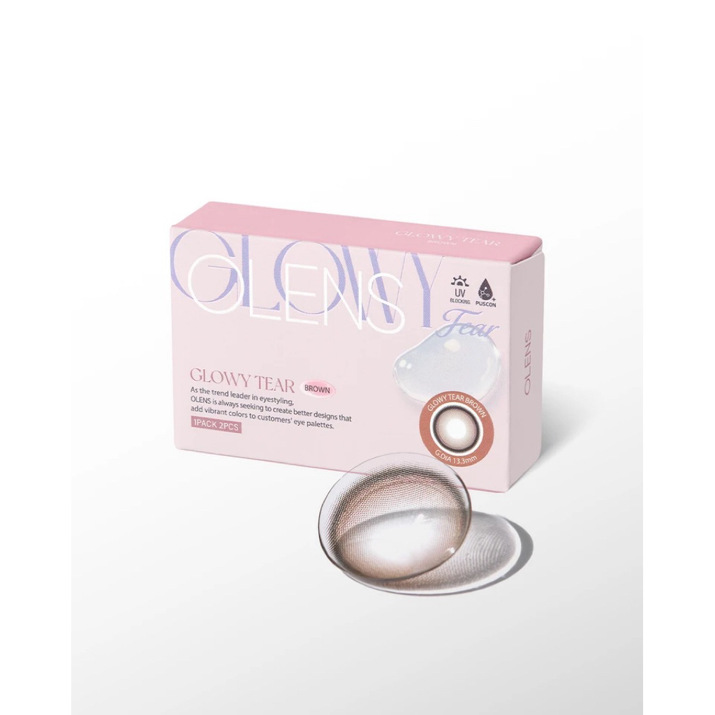 (OLENS) Lens 1 tháng | Kính áp tròng Hàn Quốc - GLOWY TEAR BROWN | LYNSU (ĐÔI)