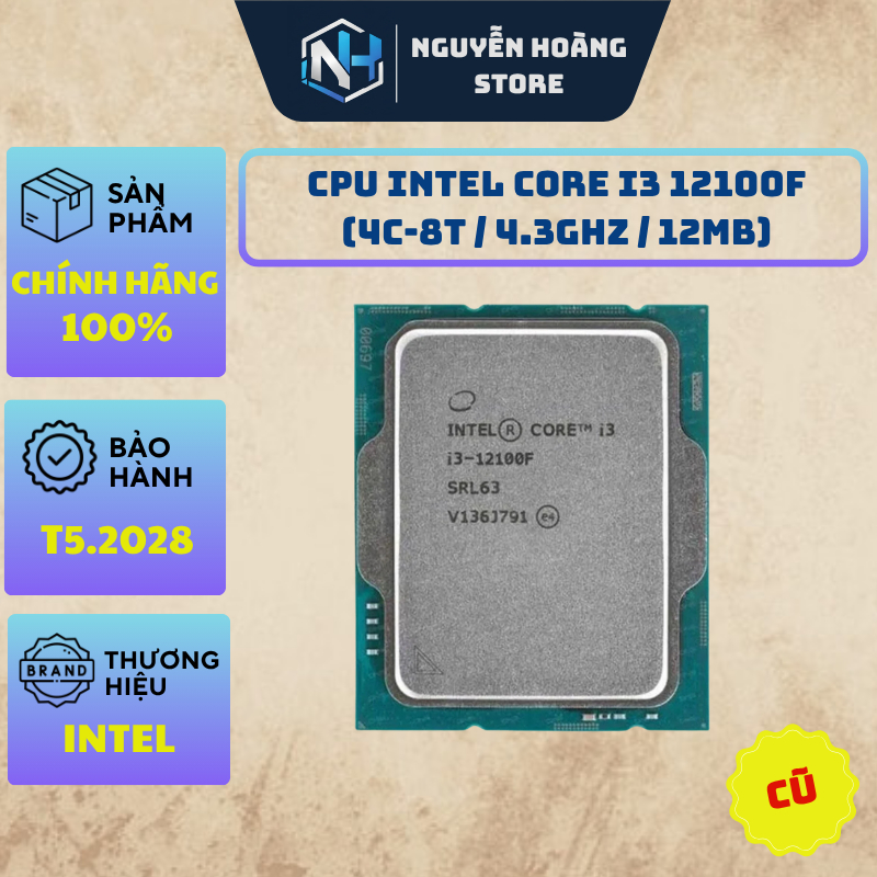 CPU Intel Core i3 12100f tray cũ