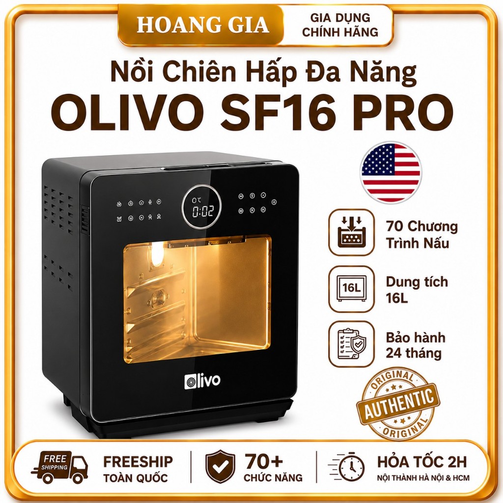 [CHÍNH HÃNG] Nồi Chiên Hơi Nước OLIVO SF16 PRO MAX 2026 - Dung Tích 16L - Thương Hiệu Mỹ