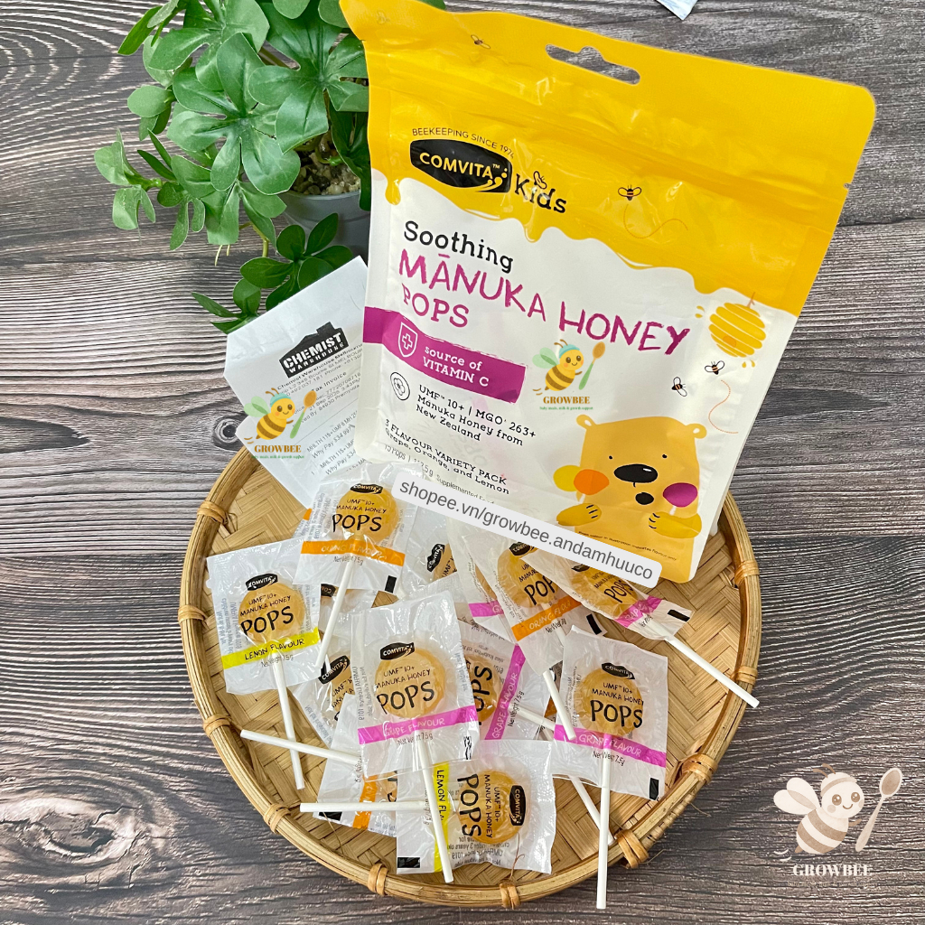 (xtay - Úc) Kẹo mút mật ong manuka comvita cho bé từ 3 tuổi