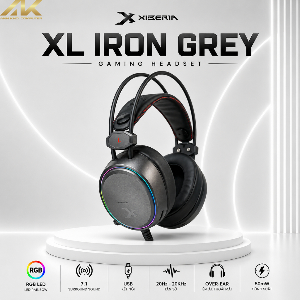 Tai Nghe Gaming XIBERIA XL IRON GREY RGB 7.1 USB