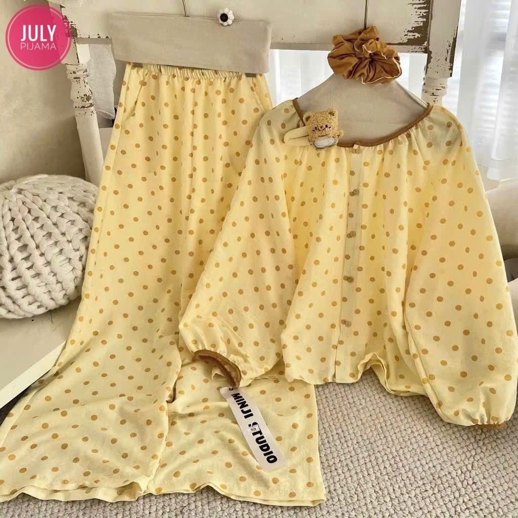 Sét bộ pyjama dài cổ tròn kèm buộc tóc xinh iu DD01
