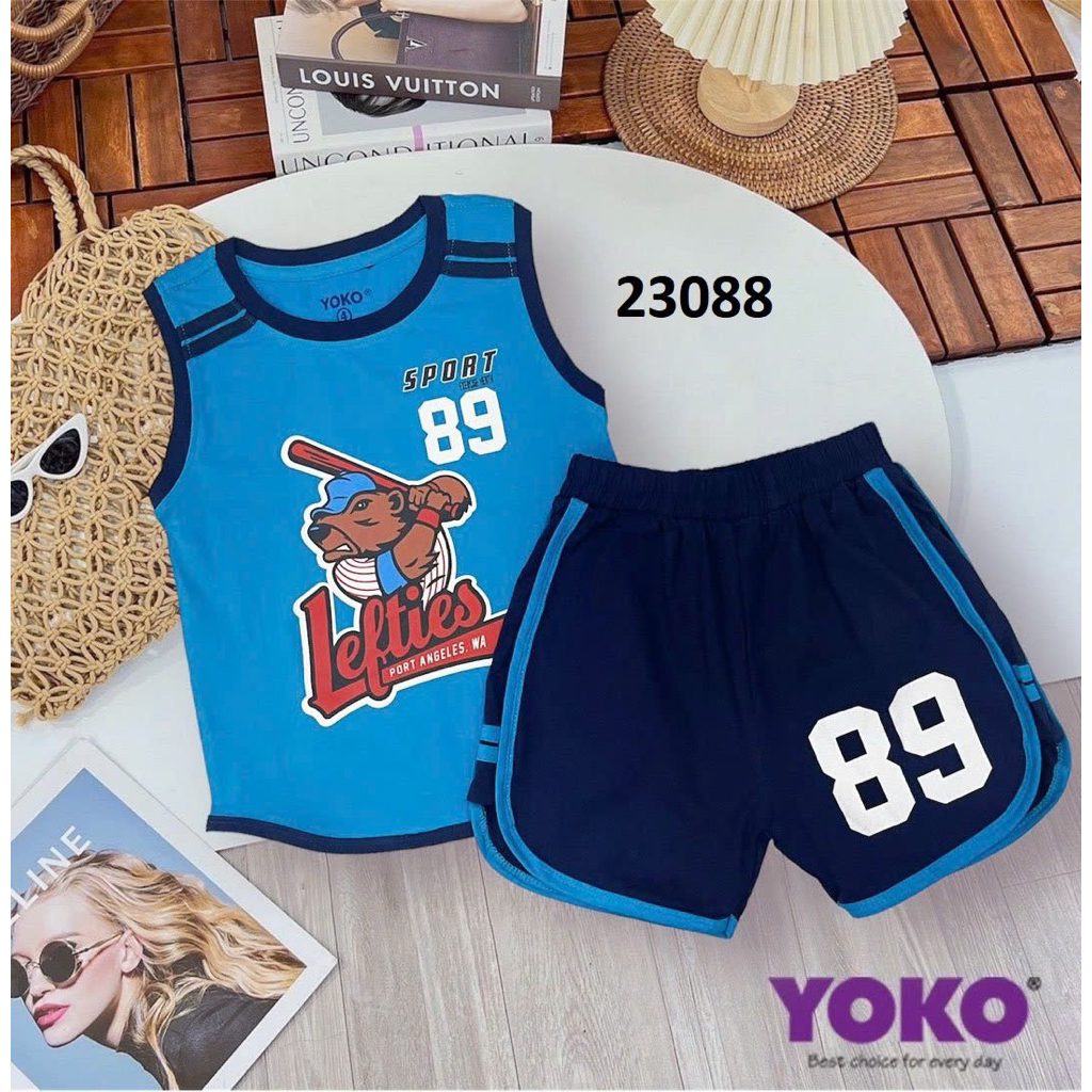 { sz 4-10 từ 10-24kg } ĐỒ BỘ THUN COTTON SAT NÁCH BÉ TRAI YOKO