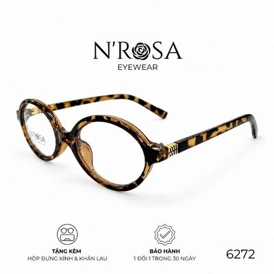 Gọng Kính Cận N’ROSA 6272 – Dáng Oval Thời Thượng, Nhựa Cao Cấp Phối Chi Tiết Kim Loại Gold