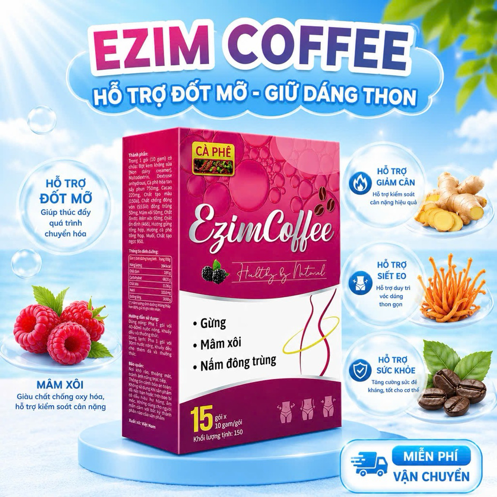 [Chính hãng]Cà phê giảm cân EZIM COFFEE giữ dáng,giảm cân, an toàn- hộp 15 gói