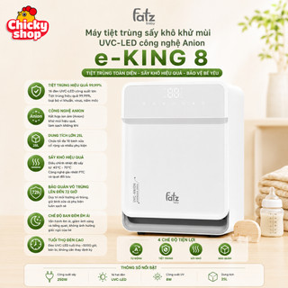 Máy tiệt trùng sấy khô khử mùi UVC-LED Anion e-KING 8 FATZBABY – Giải pháp tiệt trùng toàn diện cho gia đình hiện đại