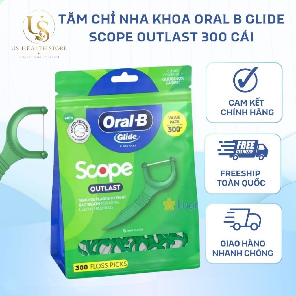 [ HỎA TỐC] Tăm chỉ nha khoa Oral B Glide Scope Outlast 300 cái