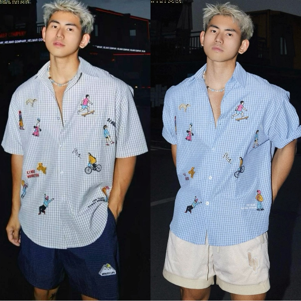 [Mở Bán] Áo Sơ Mi Tay Ngắn In Họa Tiết Sọc Summer Vibes Hàng Thiết Kế Mr Smile 99 Shop SM156