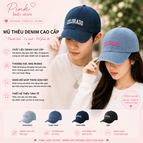 Mũ Lưỡi Trai Nam Nữ Colorado Denim Cao cấp Form Đẹp Cá Tính Thời Trang Hàn Quốc