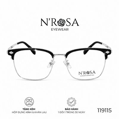 Gọng Kính N’ROSA 119115 – Dáng Clubmaster Thời Thượng, Phối Kim Loại Sang Trọng, Phong Cách Unisex