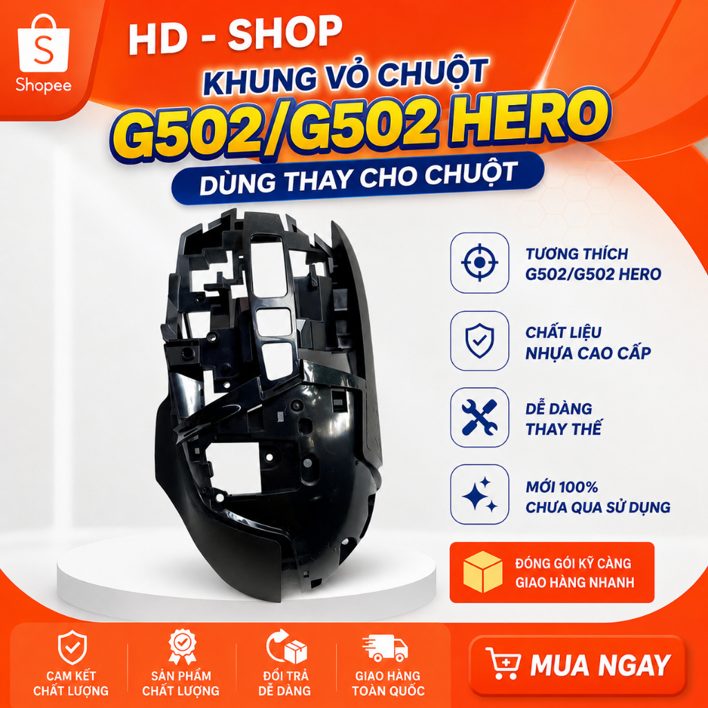 (Tặng feet )_Khung Vỏ Chuột Logitech G502-G502 Hero (bản có dây ) không dùng cho G502 wiless không d