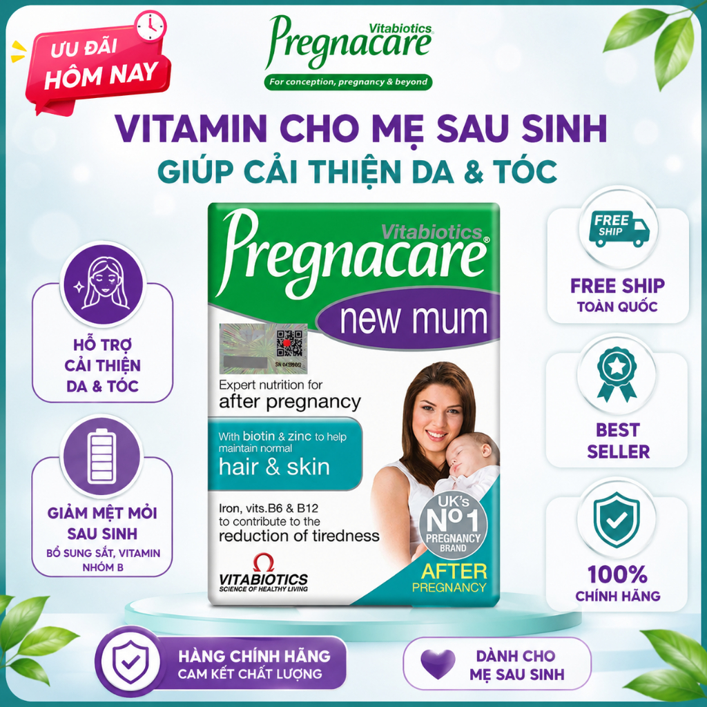 Vitamin Cho Mẹ Sau Sinh Pregnacare New Mum Giúp Cải Thiện Rụng Tóc Cho Phụ Nữ Sau Sinh