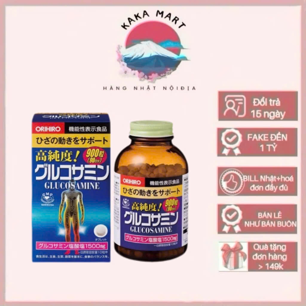 Viên Uống Glucosamine 1500mg Orihiro 360v, 900v, 950v Nhật Bản – Hỗ Trợ Xương Khớp Khỏe Mạnh