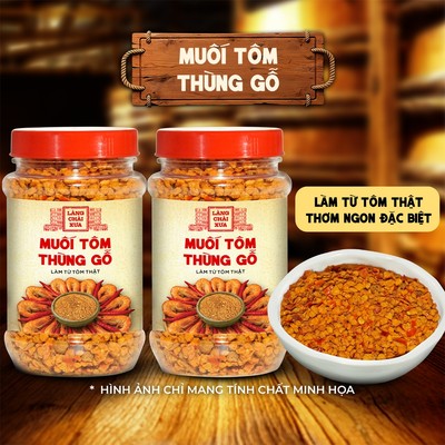 [Combo 2 hủ] Muối tôm thùng gỗ Làng Chài Xưa hủ 130g - vị tôm thật thơm bùi, cay nhẹ hài hòa