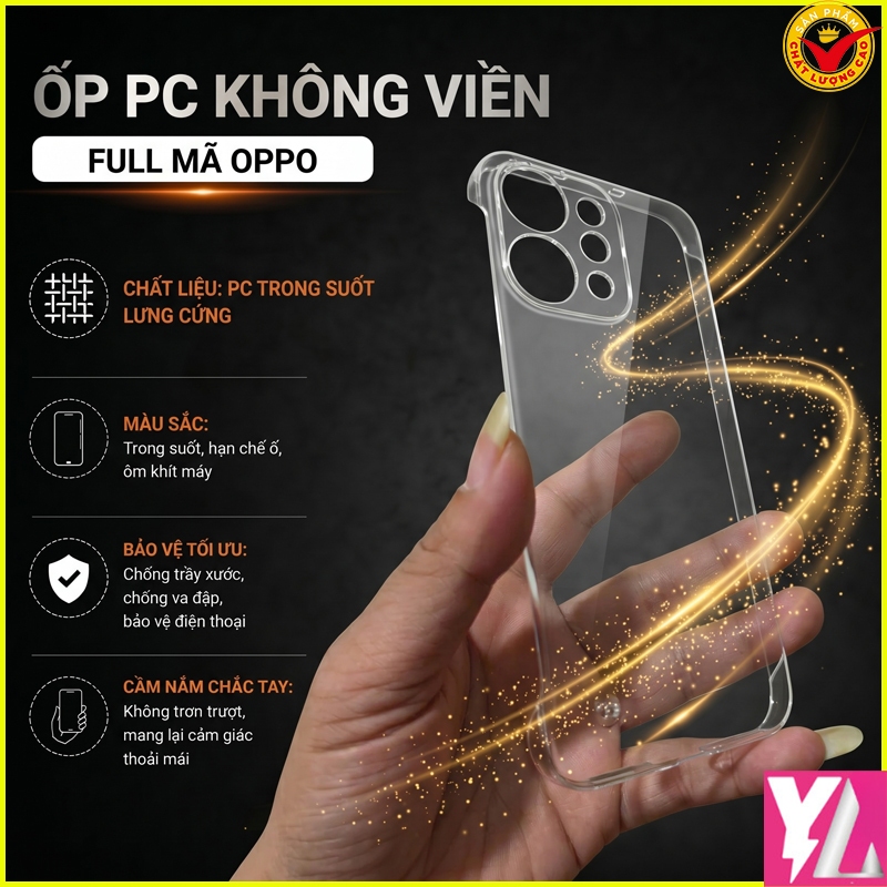 Ốp Lưng KHÔNG VIỀN CỨNG OPPO Reno 8/ Reno 8 Pro/ Reno 8 Pro+/ Reno 7/ Reno 7 Pro/ Reno 7 SE ...Trong