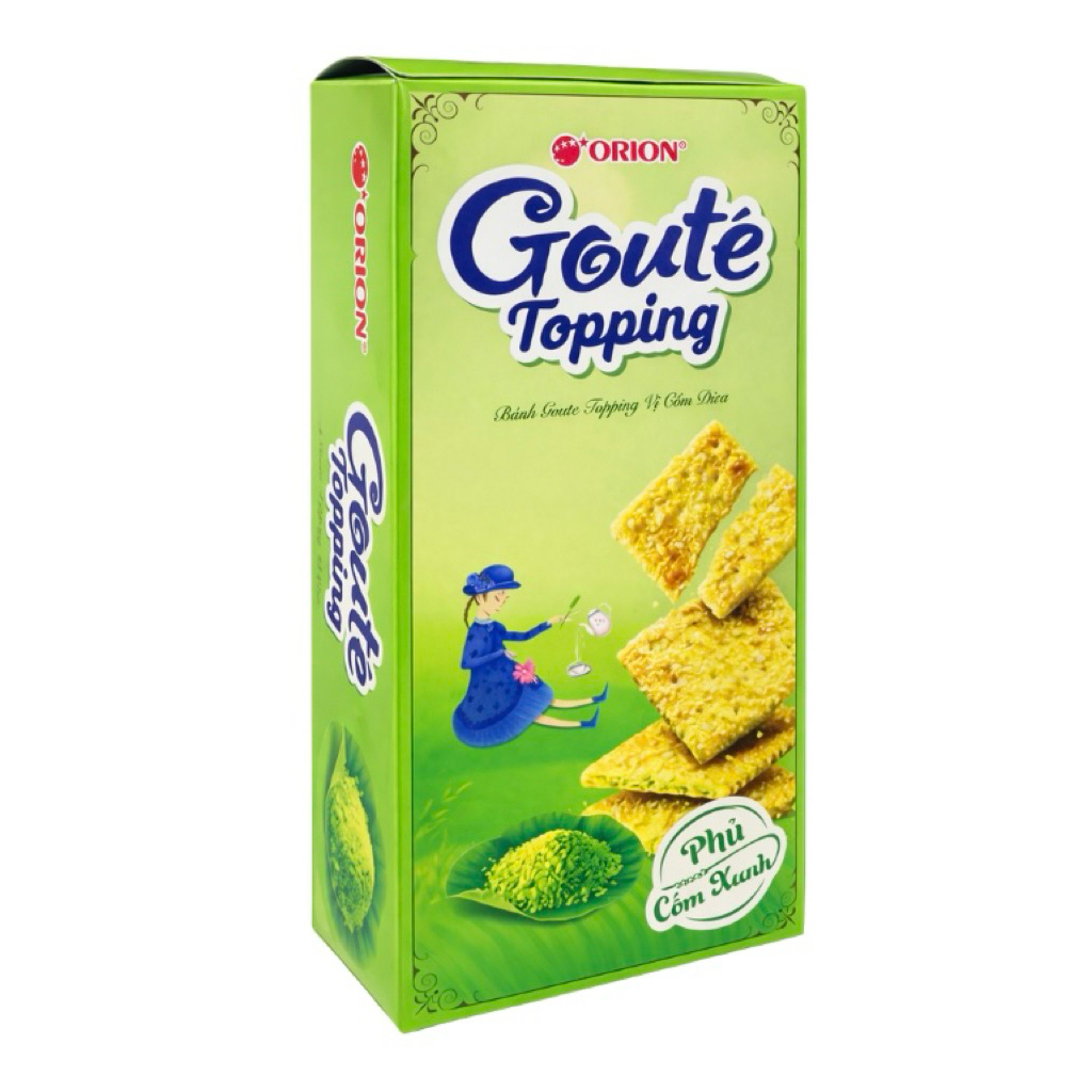 BÁNH GOUTE TOPPING VỊ CỐM DỪA HỘP 111,6G (6 GÓI)/ GOUTE PHỦ CỐM XANH