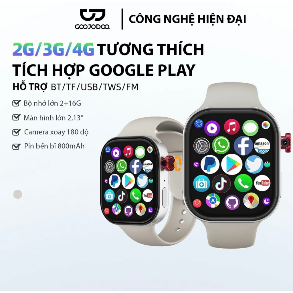[GOOJODOQ] Smartwatch Thế Hệ Mới Có Camera, Định Vị GPS, Pin Lâu, Hỗ Trợ CH Play