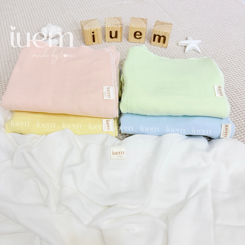 iuem Khăn tắm sợi tre bamboo 4 LỚP  kích thước 90*95cm (+-2cm), dành cho bé từ sơ sinh,  đa năng làm