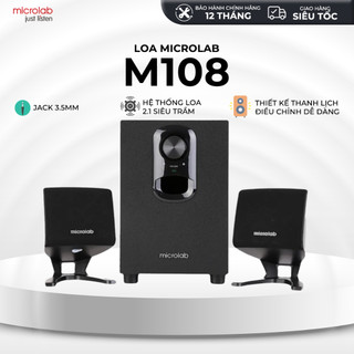 Loa Máy Tính MICROLAB M108 2.1, Công Suất 11W, Kết Nối USB/AUX (Không Bluetooth)