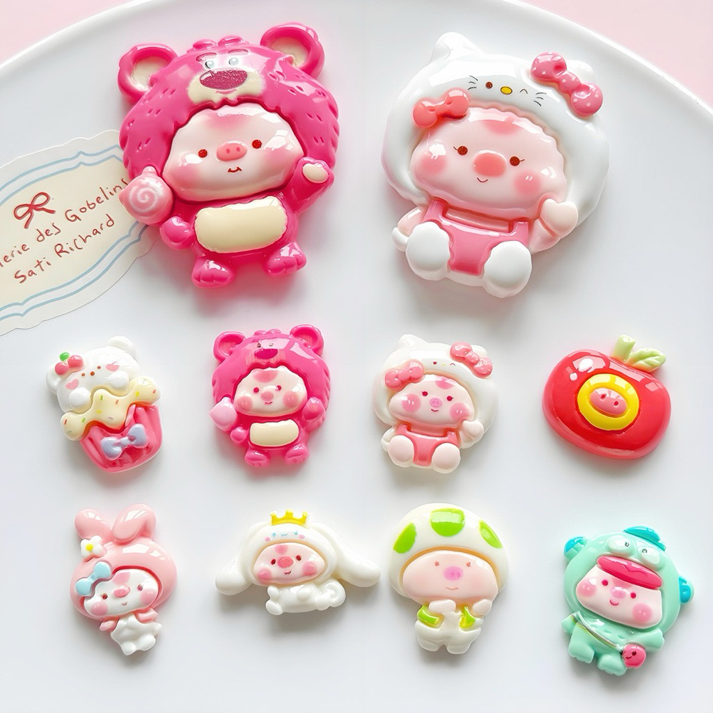 Charm Gắn Giày Crocs Hình Gấu Dâu Lotso Heo Hồng - Phụ Kiện Nhựa Resin Gắn Dép Lỗ Sanrio Cinnamoroll