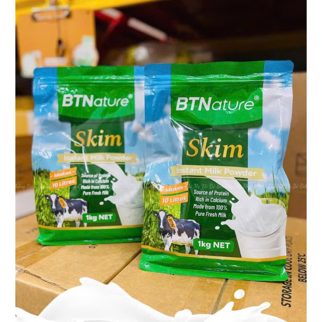 date 10/26 - combo 2 bịch sữa bột tách kem BTNature Skim (Úc) bịch 1 ký