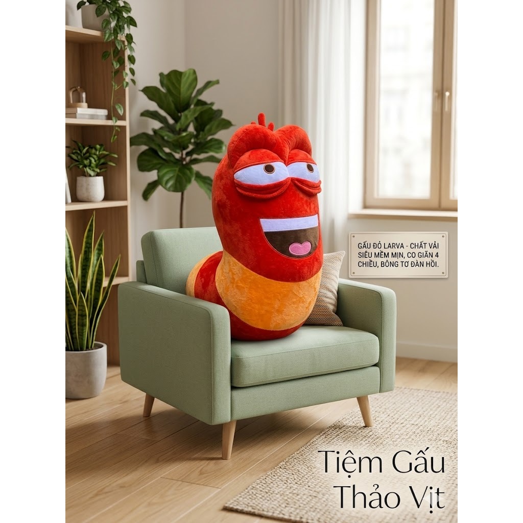 Gấu bông hoạt hình Sâu Larva màu đỏ