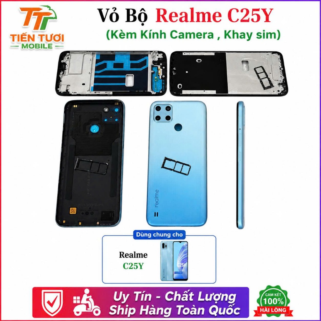 Vỏ Bộ Realme C25Y,kèm kính camera ,khay sim