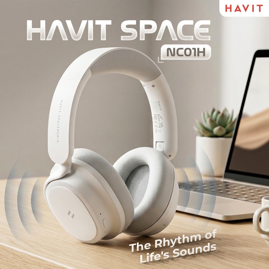 Tai nghe Bluetooth Headphone Havit Space NC01H Pin 132 tiếng | ANC 43dB | Kết Nối 2 TB | BT 6.0 | BigBuy360 - bigbuy360.vn