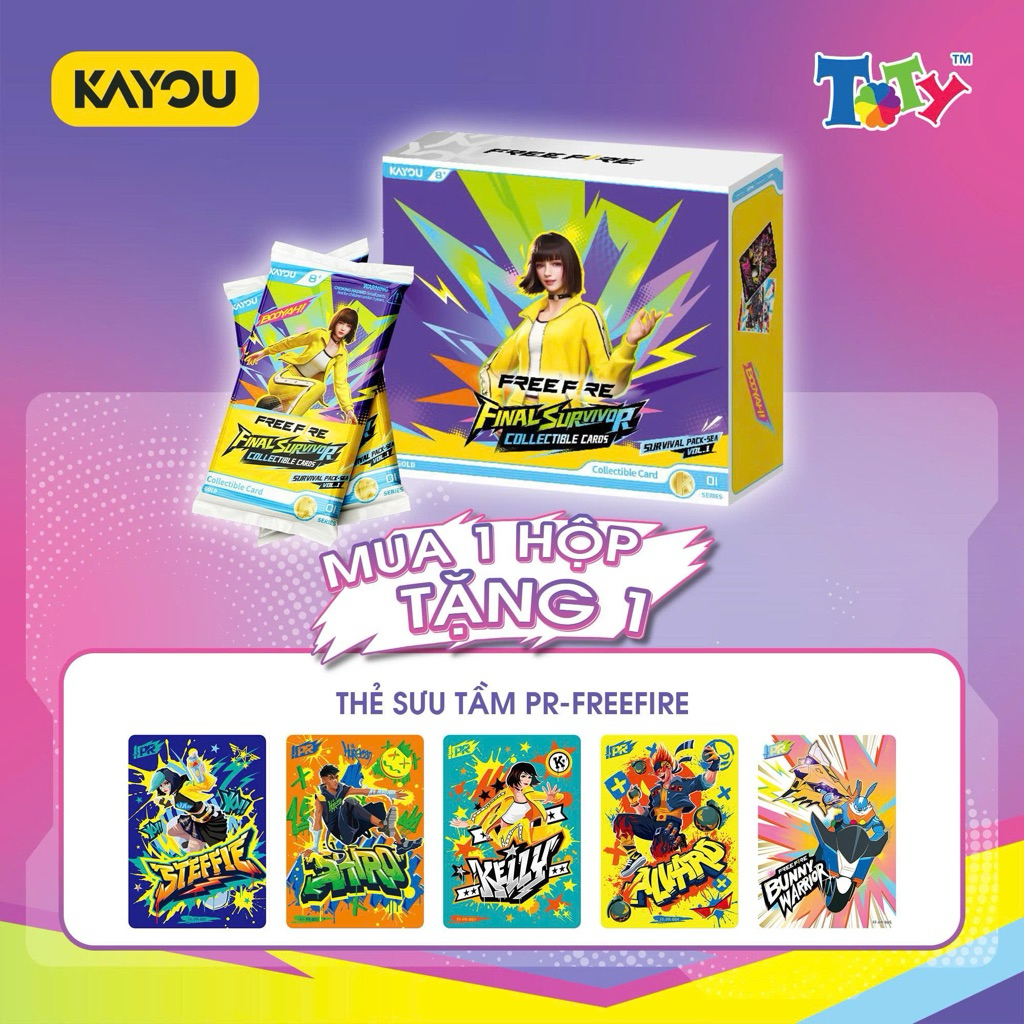 (MUA 1 TẶNG 1) CHÍNH HÃNG KAYOU FULL BOX 20 PACK  Card Bo Góc - Free Fire - KC01