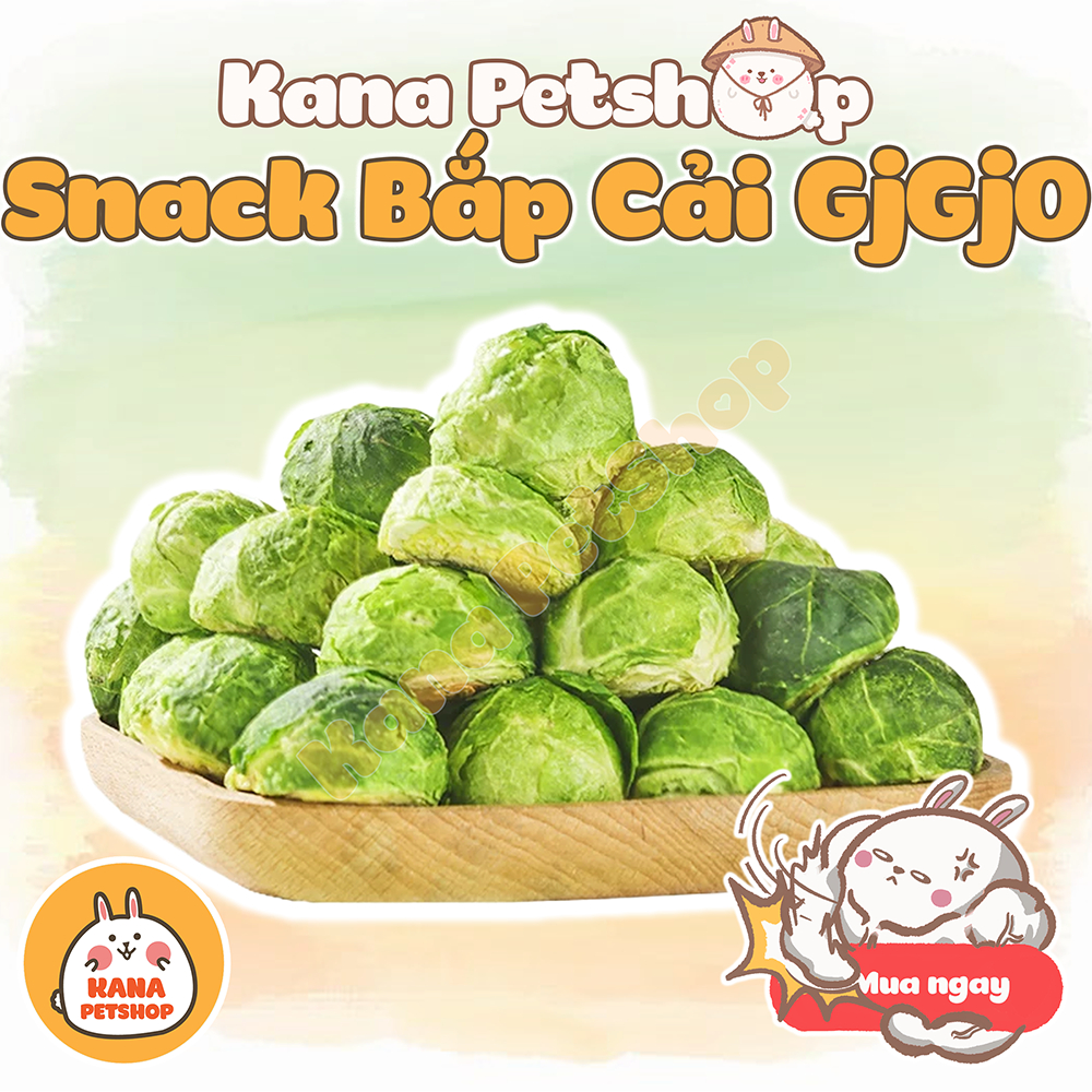 Snack Bắp Cải GJGJO Hamster - Bánh Mài Răng Hamster Cải Xanh Brussels, Freeze-Dried Hamster