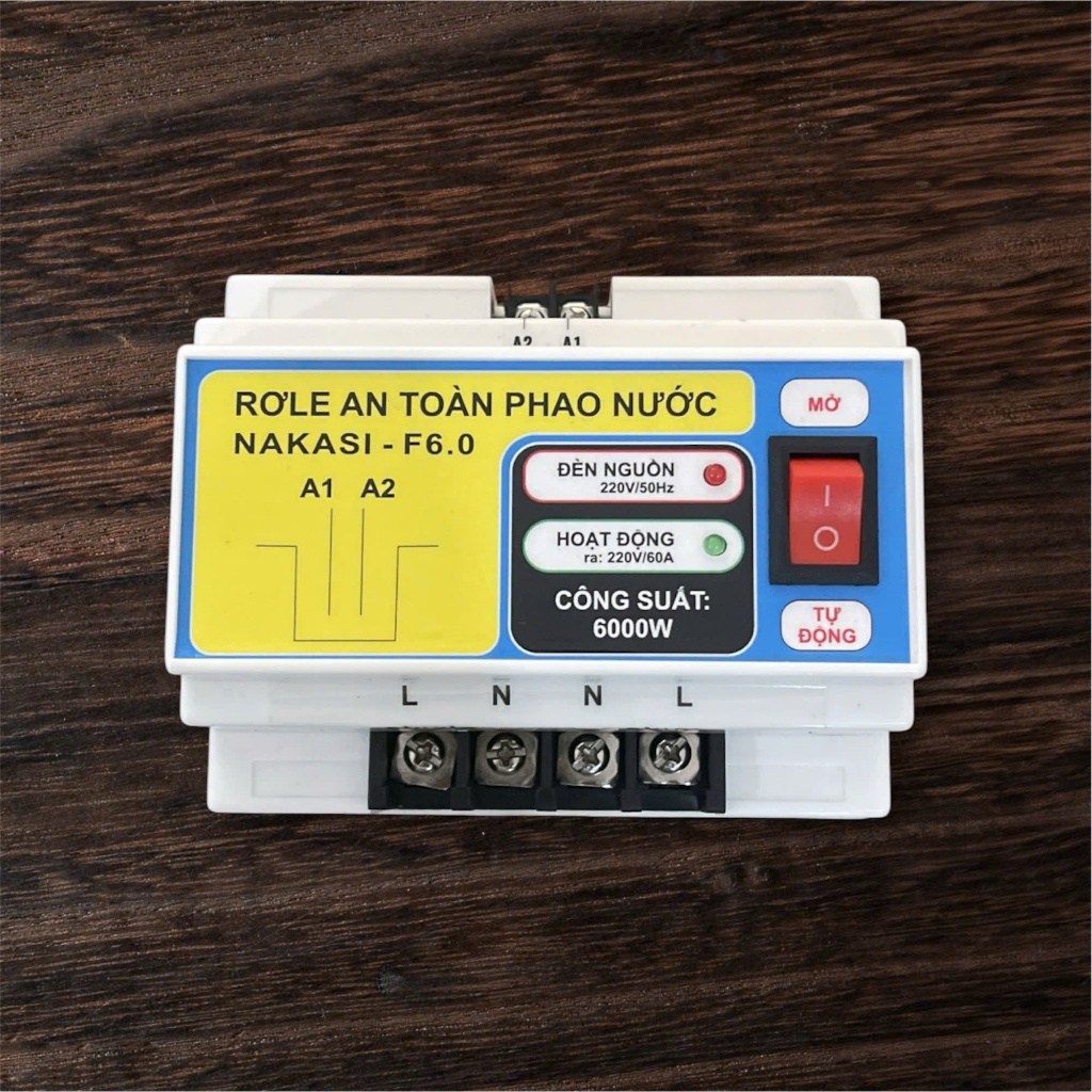 Rơ le phao bơm an toàn 12V -6000W Nakasi F6.0,chống giật, chống tràn, chống cạn tự động cho phao điện máy bơm nước