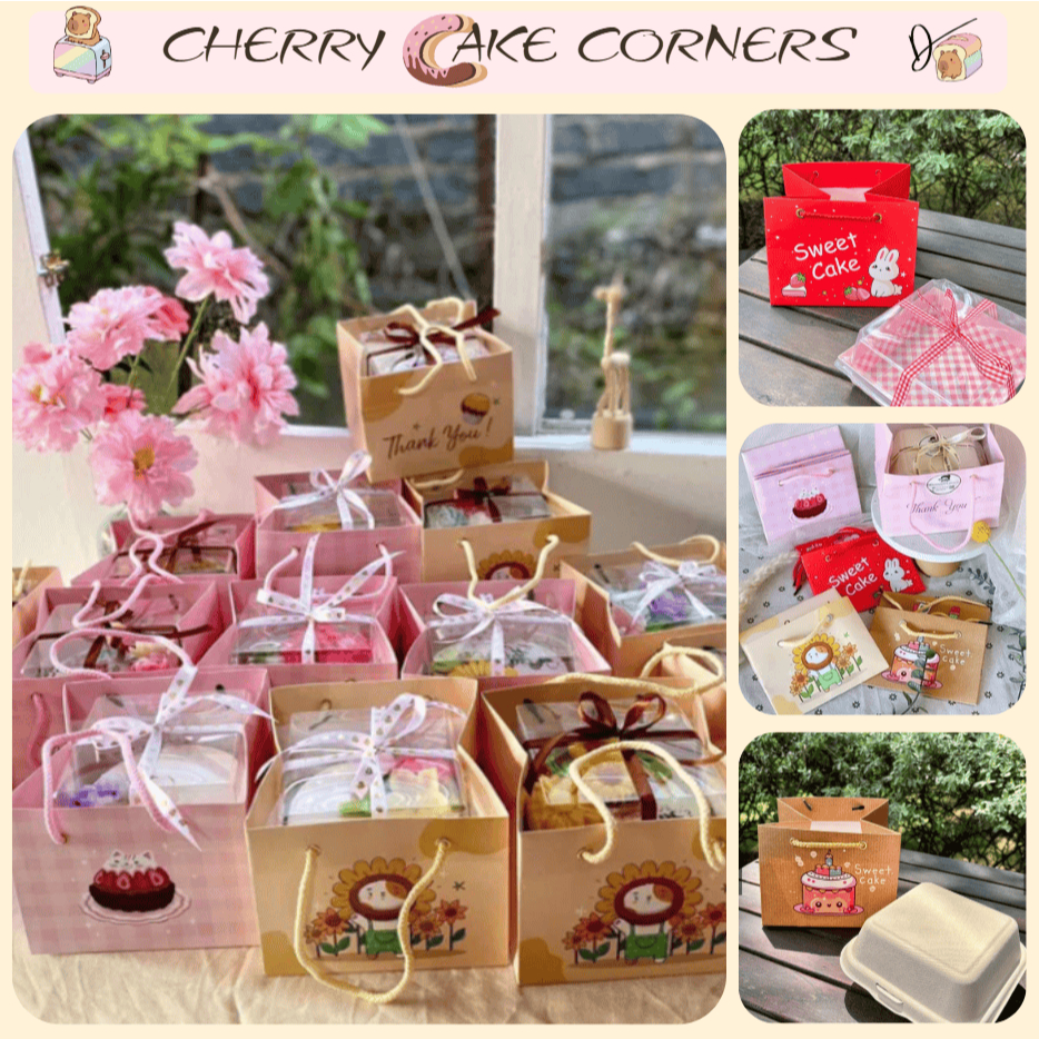 Túi Giấy Đựng Bento, Hộp Bã Mía, Hộp Bánh, Bento trong, Hộp E1413 - Nhiều Mẫu..