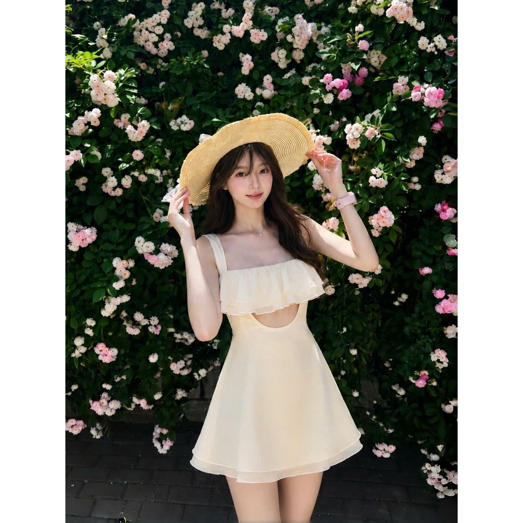 Sugar Crush - Váy babydoll 2 dây bèo ngực cut-out dáng xòe đi biển - Aeri Dress