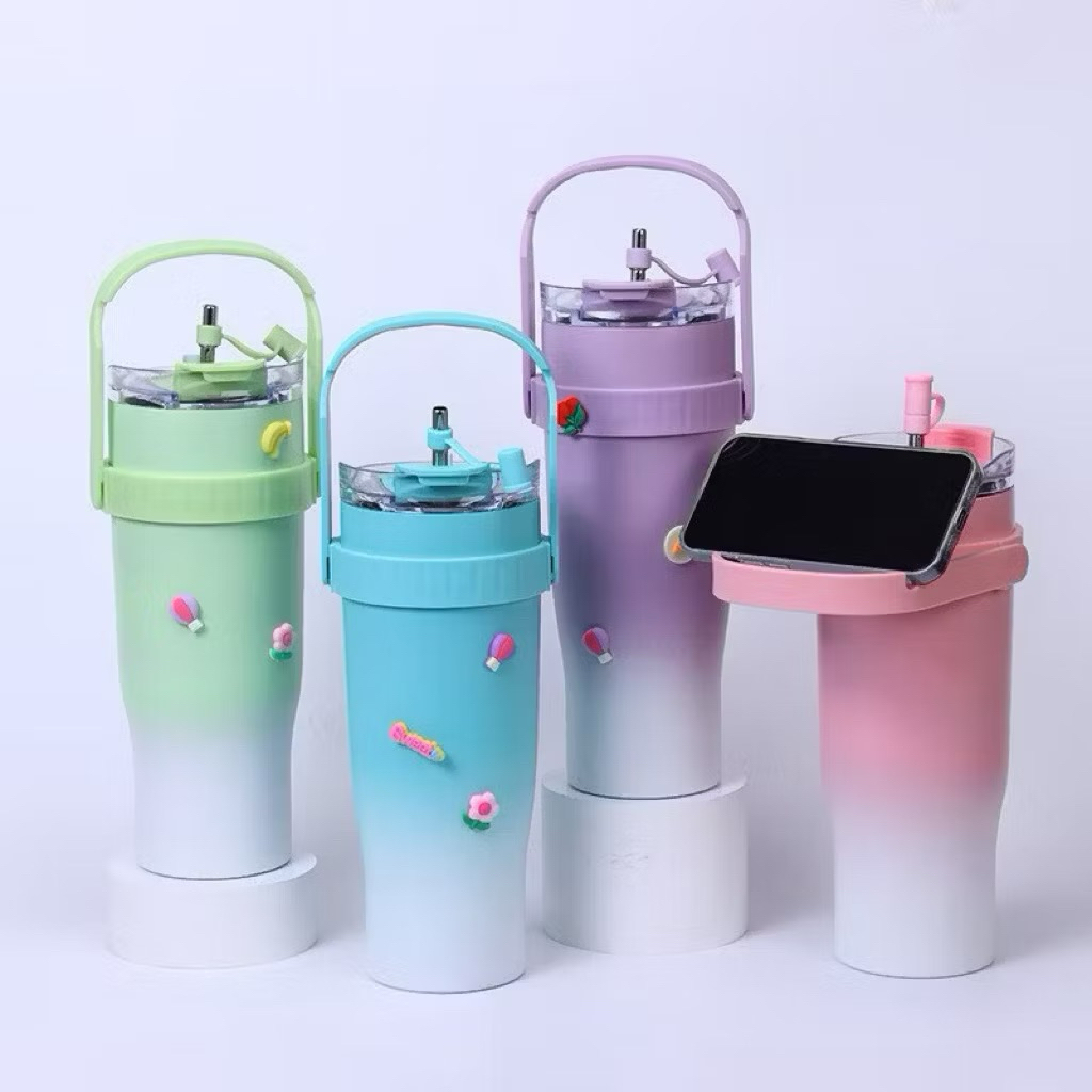 Ly Giữ Nhiệt 1200ml Bình Giữ Nhiệt Có Ống Hút Inox 304 Giữ Nhiệt