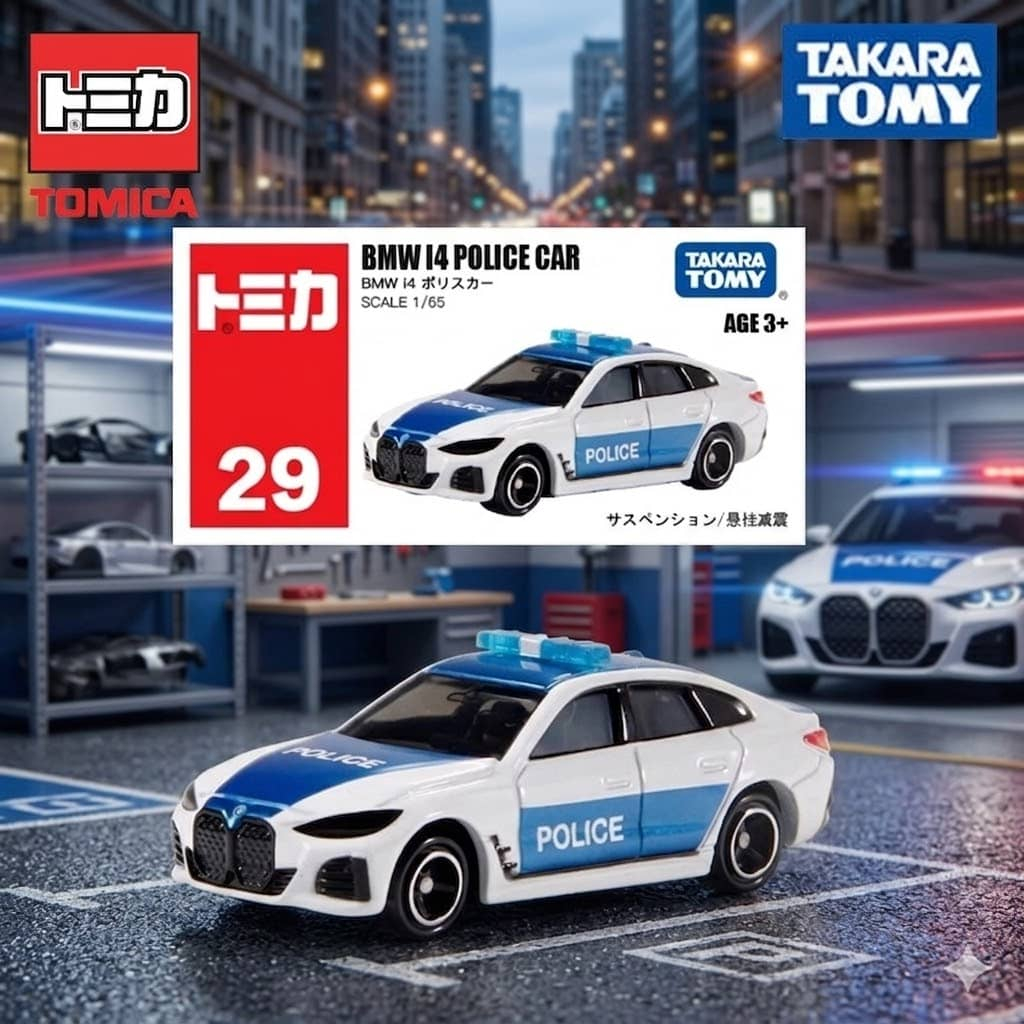 Mô Hình Xe Tomica No.29 BMW i4 Police Car Xe Mô Hình 1:64 Chính Hãng