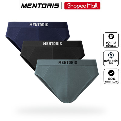 COMBO 3 Quần Lót Tam Giác Nam MENTORIS Vải Cotton Mềm Mịn, Co Giãn 4 Chiều,Thoáng Khí CB3.MIBF25A001