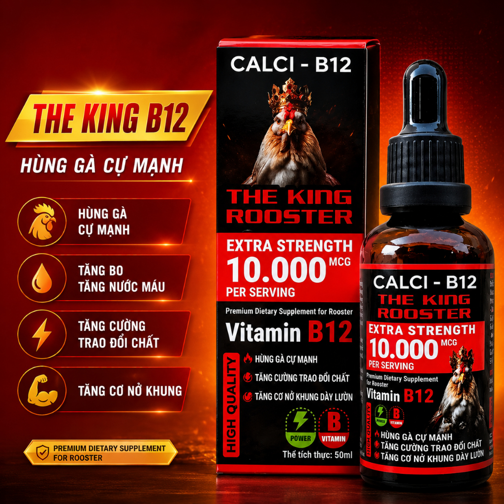 Dinh Dưỡng Vitamin B12 10000 100ml Cho Gà - Bổ Sung Vitamin, Hỗ Trợ Thể Trạng & Lông Bóng Mượt