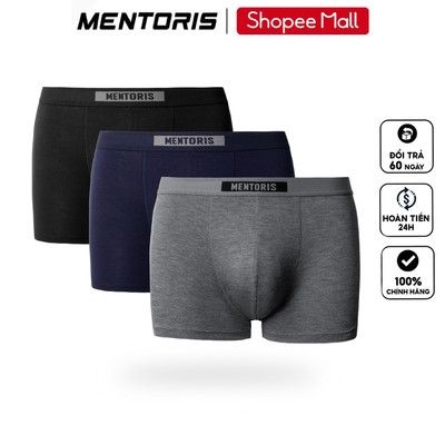 COMBO 3 Quần Lót Nam MENTORIS, Quần Sịp Đùi Cotton Mềm Mại, Thoáng Khí, Kháng Khuẩn CB2.MIBX25A002