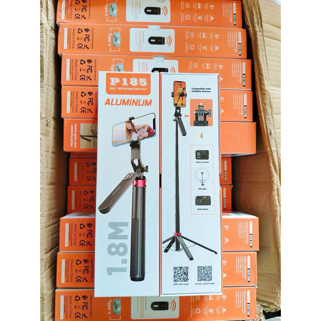 Gậy chụp ảnh tripod P185 4 chân siêu chắc chắn , có remote , có Bluetooth