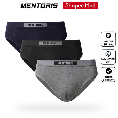 COMBO 3 Quần Lót Briefs Nam MENTORIS Vải Cotton Kháng Khuẩn, Co Giãn 4 Chiều, Thoáng Khí CB3.MIBF25A002