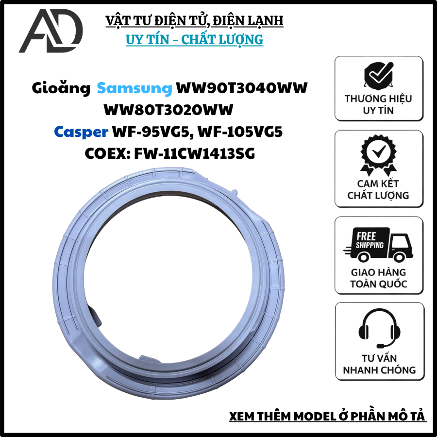Gioăng / Ron máy giặt Samsung WW90T3040WW-WW80T3020WW Casper WF-95VG5, WF-105VG5 COEX:FW-11CW1413SG