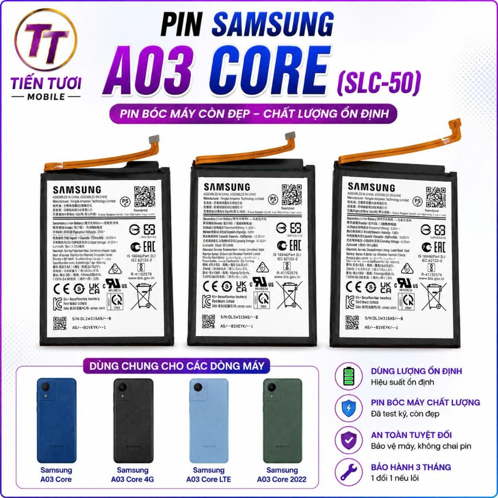 Pin samsung A03 Core,A02s,A03s,A03 ,SLC-50 ,Hq-50S,cũ bóc máy còn ok