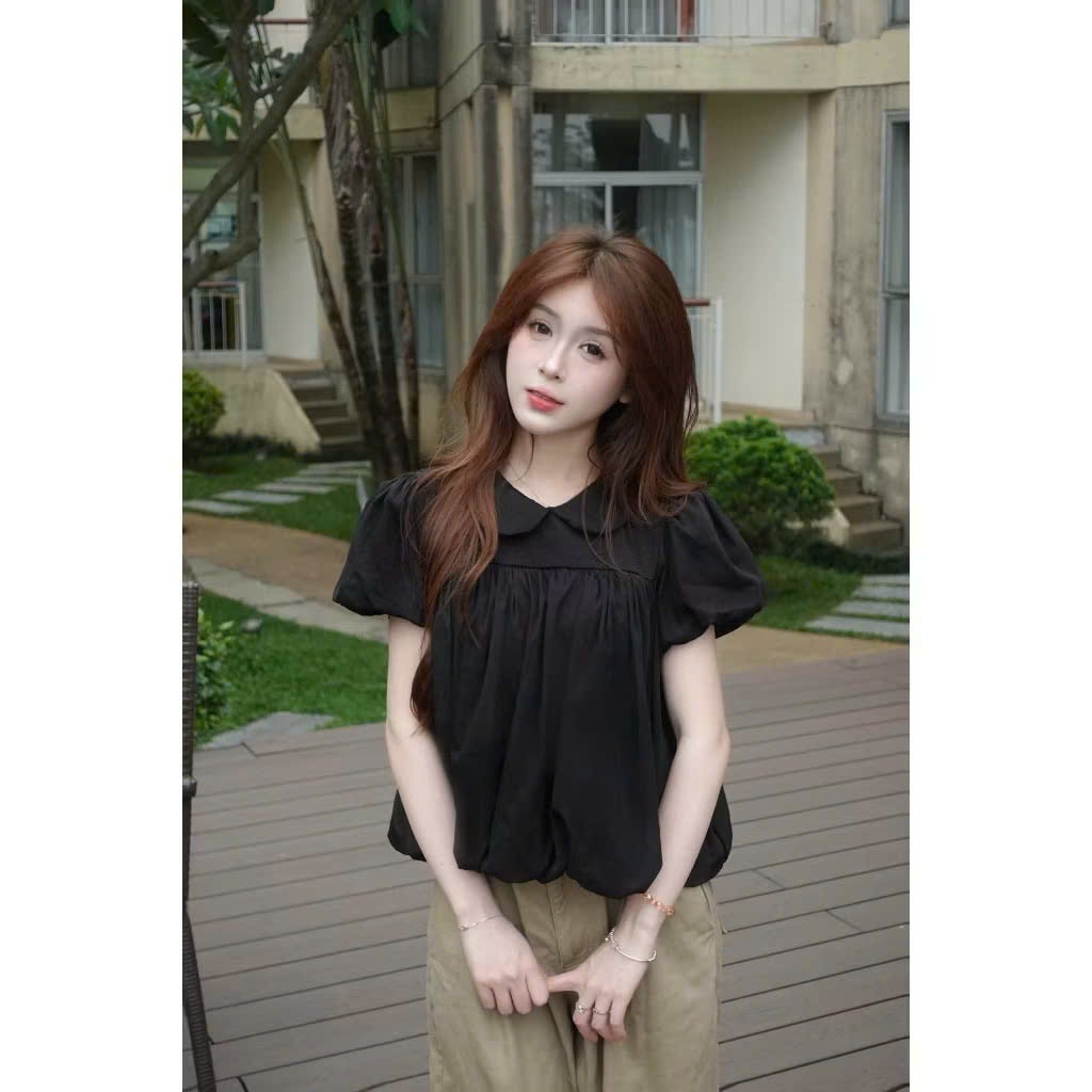 Áo babydoll cổ sen dáng bí tay bồng chất gió su mềm A75 SUTANO | BigBuy360 - bigbuy360.vn