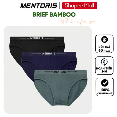 COMBO 3 Quần Lót Tam Giác Nam MENTORIS Vải Bamboo Kháng Khuẩn, Hút Ẩm Siêu Tốt, Thoáng Khí CB3.MIBF25A003
