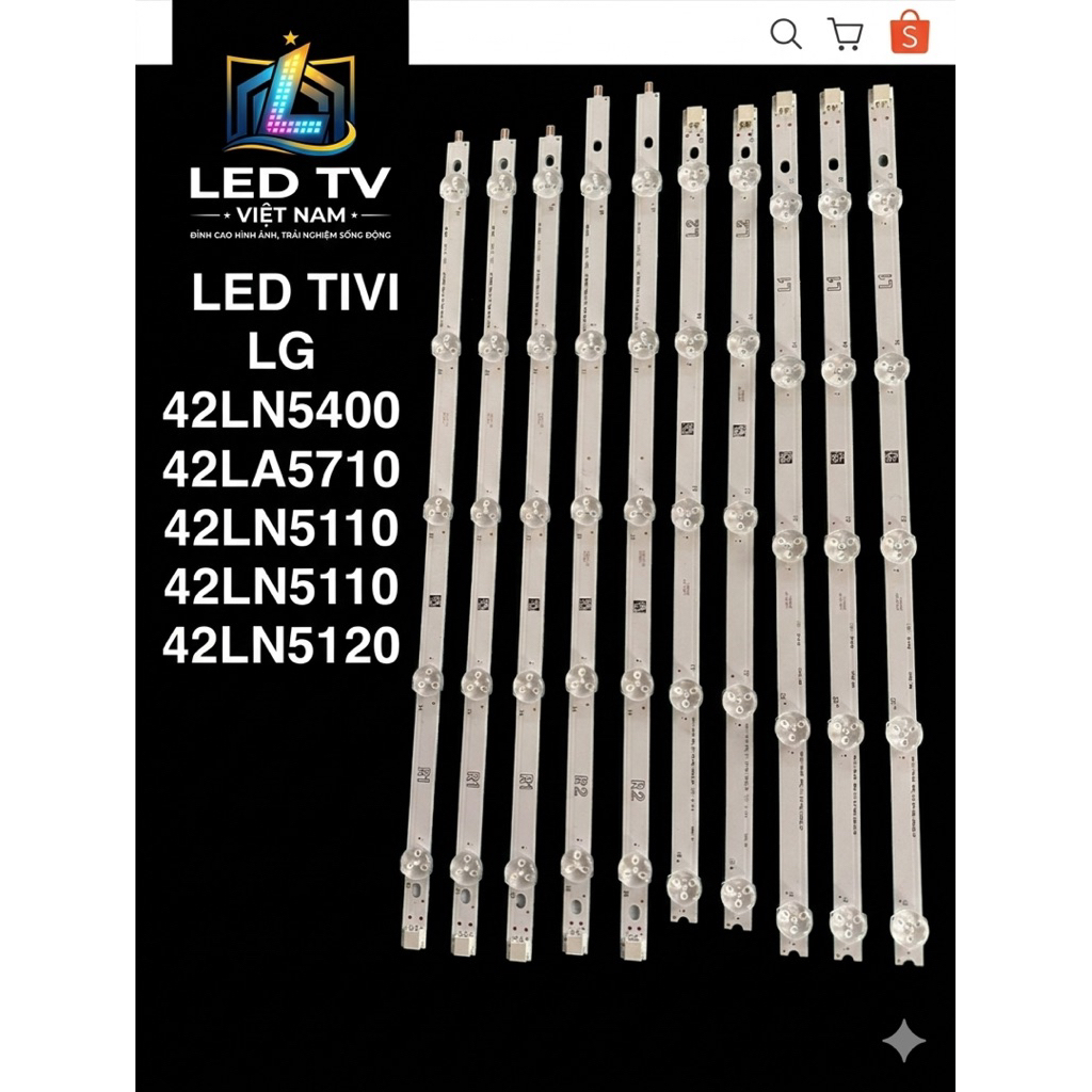LED TIVI LG 42LN5400/ 42LA5710 /42LN5110/ 42LN5120/ 42LA6200 LG Mới 100% 5 Thanh 10 LED 3v