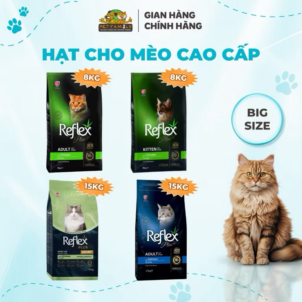 [Bao 8KG-15KG] Hạt Reflex - Reflex Plus cho mèo bao lớn