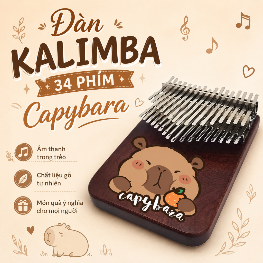 TẶNG Miếng Dán Phím Đàn Kalimba 8 / 10 / 17 Phím KHI MUA ĐÀN KALIMAB 34 PHÍM CAPYBARA