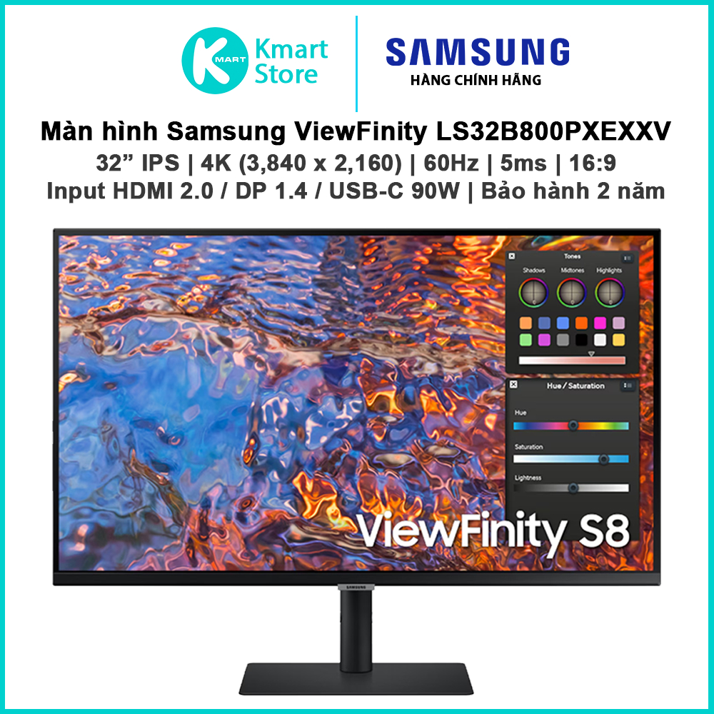 Màn hình đồ họa Samsung ViewFinity - LS32B800PXEXXV | 32" IPS / 3,840 x 2,160 / 60Hz / USB-C Chargin